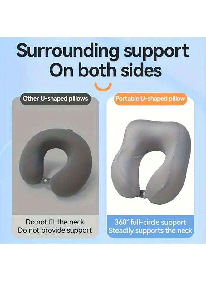 Grey White Memory Foam Travel Pillow With Storage Case For Neck Support - Image 3